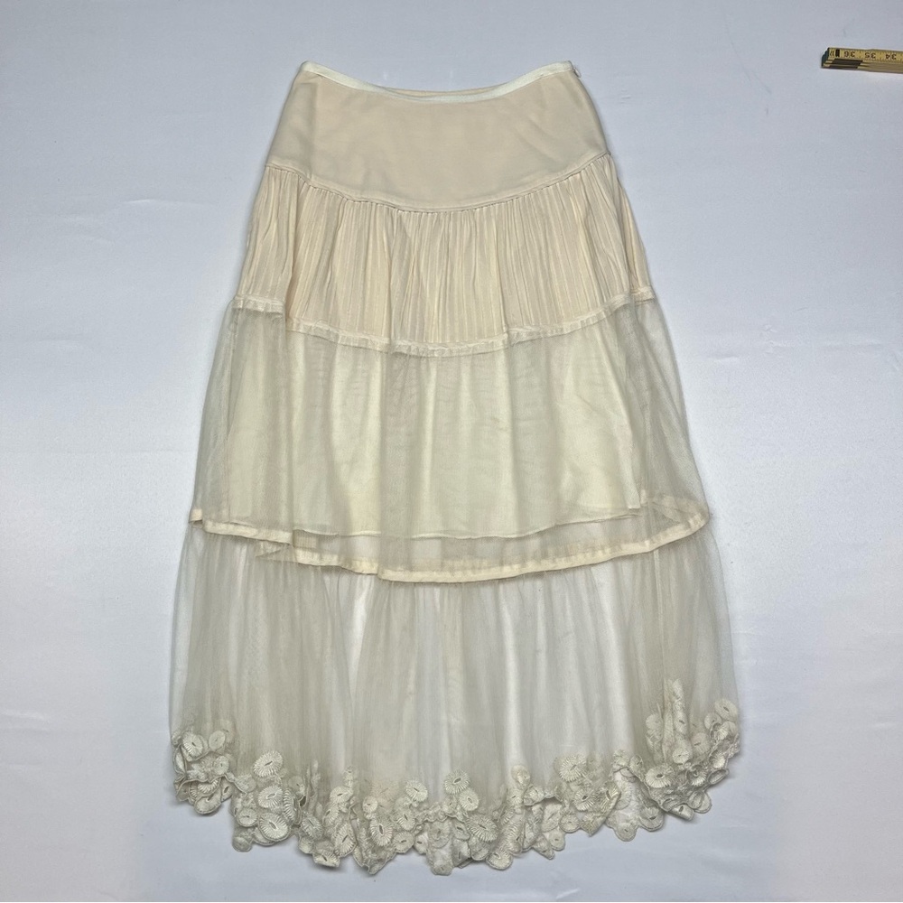Catherine Malandrino Boho Tiered Silk Maxi Skirt Lace Size 2 - Picture 2 of 10